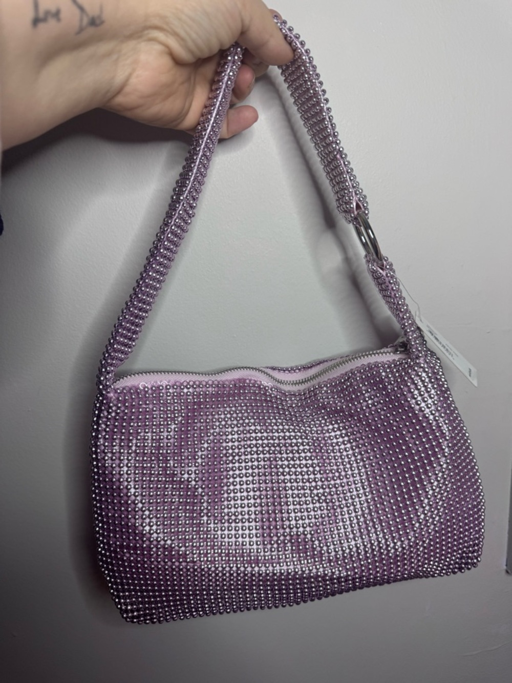 Jessica McClintock Lavender silver-Embellished Shoulder Bag nwt